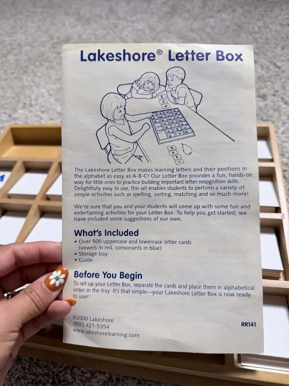 Lakeshore Letter Box Wooden Storage Tray with Alphabet Cards